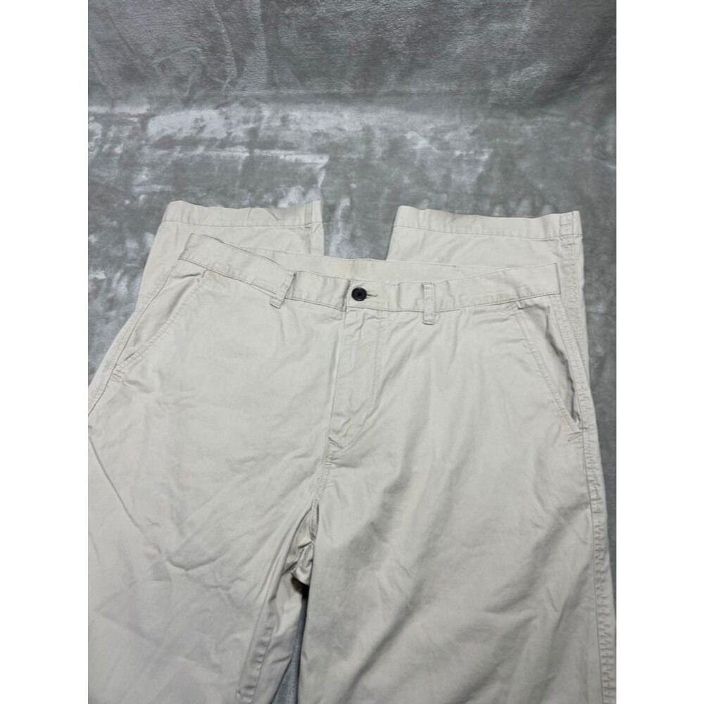 Lacoste Mens Pants Size 36 Beige Chino Preppy Straight Cotton Flat Front